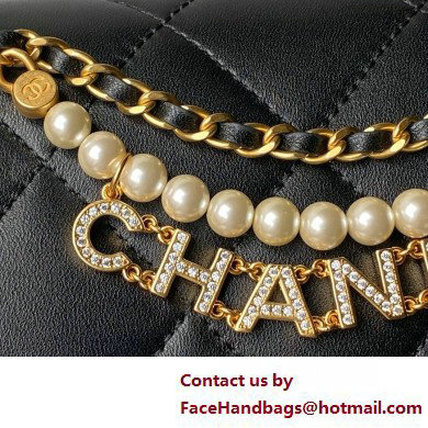 CHANEL Shiny Lambskin, Imitation Pearls  &  Gold-Tone Metal Mini Flap Bag AS4986 black 2025